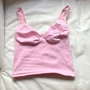 Pink longline athleisure top / sports bra
